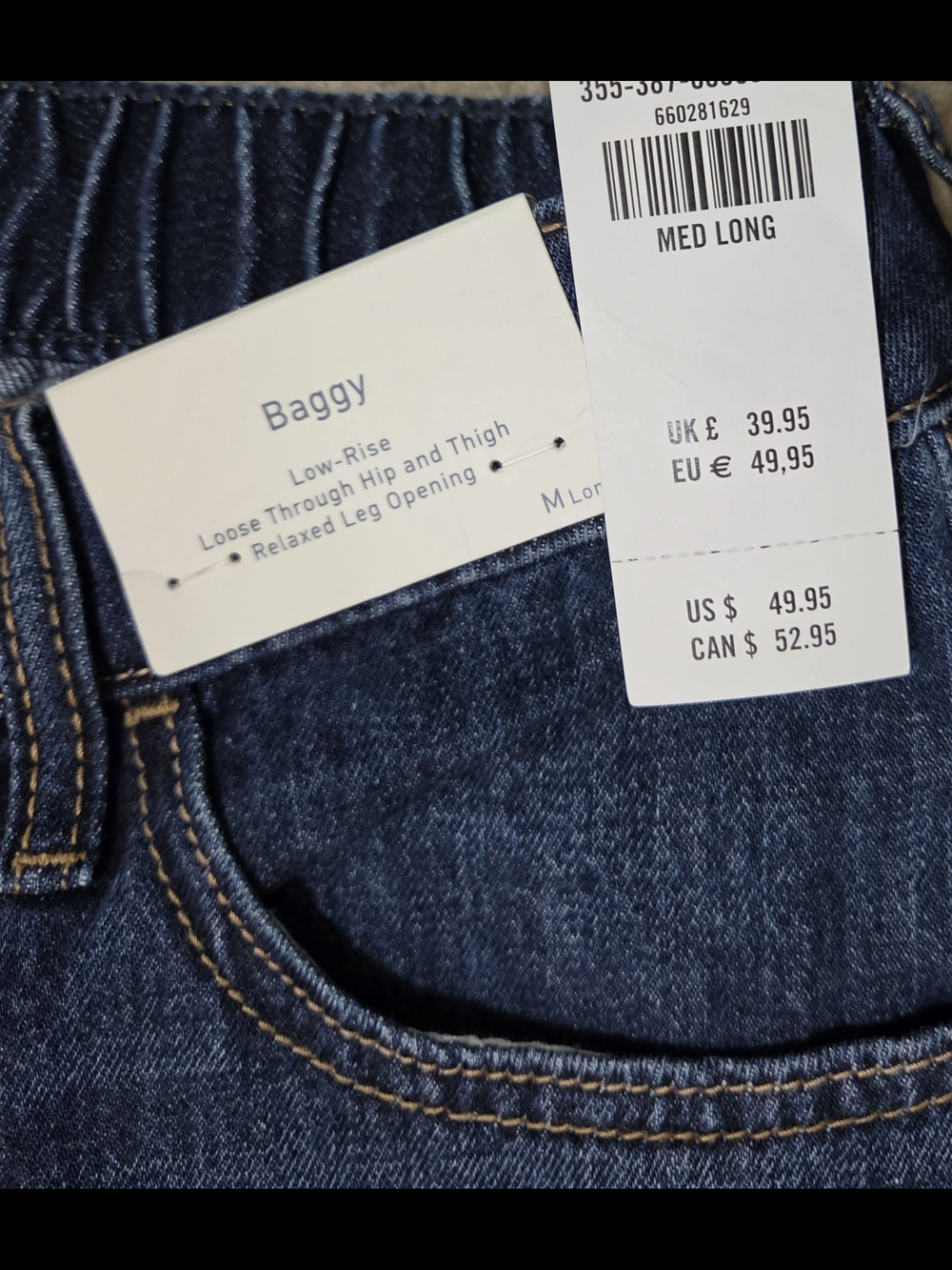 Hollister Wide Leg Flare Jeans - Medium Blue Denim Size M Long - Picture 6 of 12